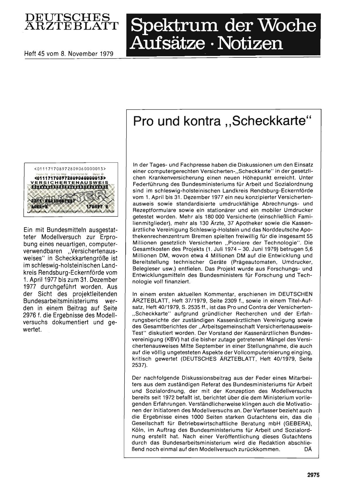 Vorschauseite 1: Pro und kontra „Scheckkade“