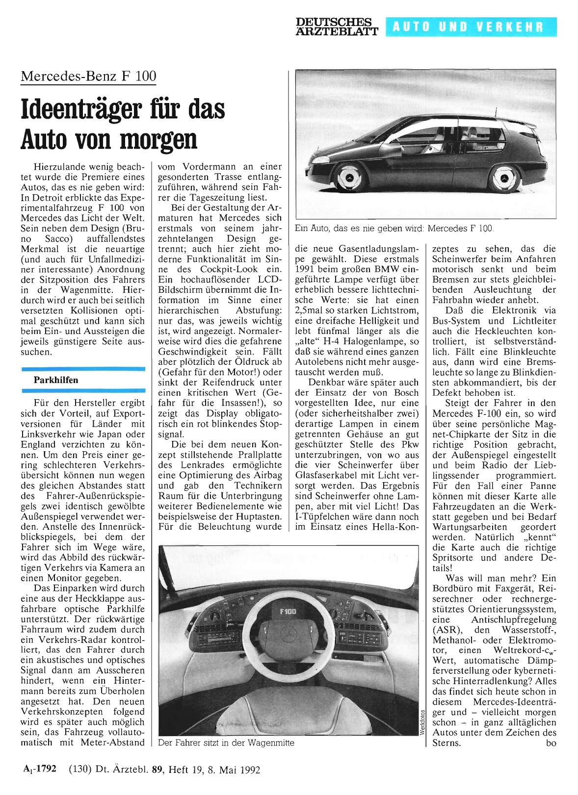 Vorschauseite 1: Mercedes-Benz F 100: Ideenträger für das Auto von morgen