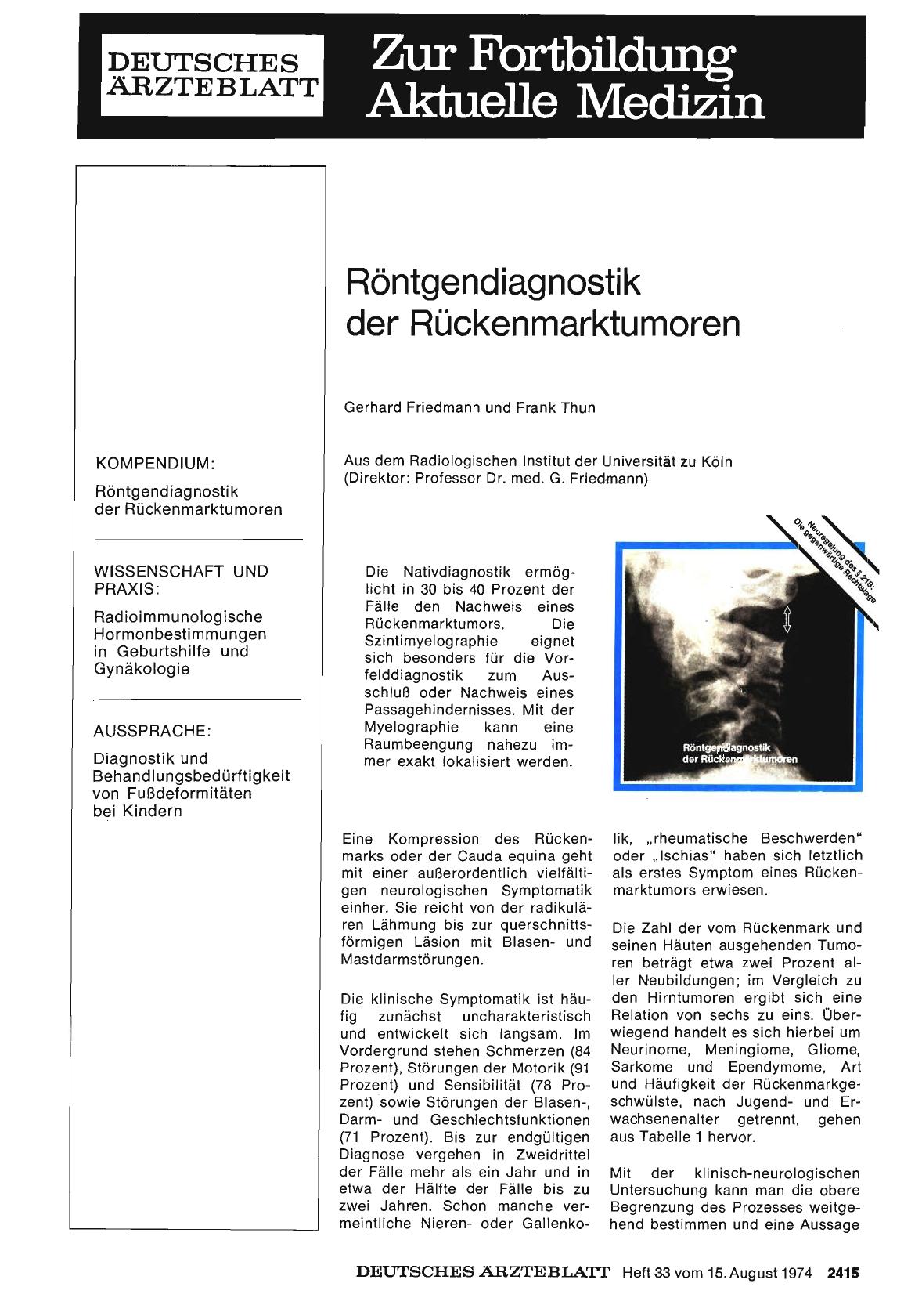 Vorschauseite 1: Röntgendiagnostik der Rückenmarktumoren