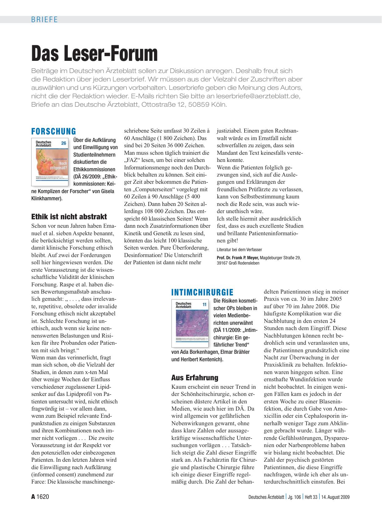 Vorschauseite 1: Forschung: Ethik ist nicht abstrakt