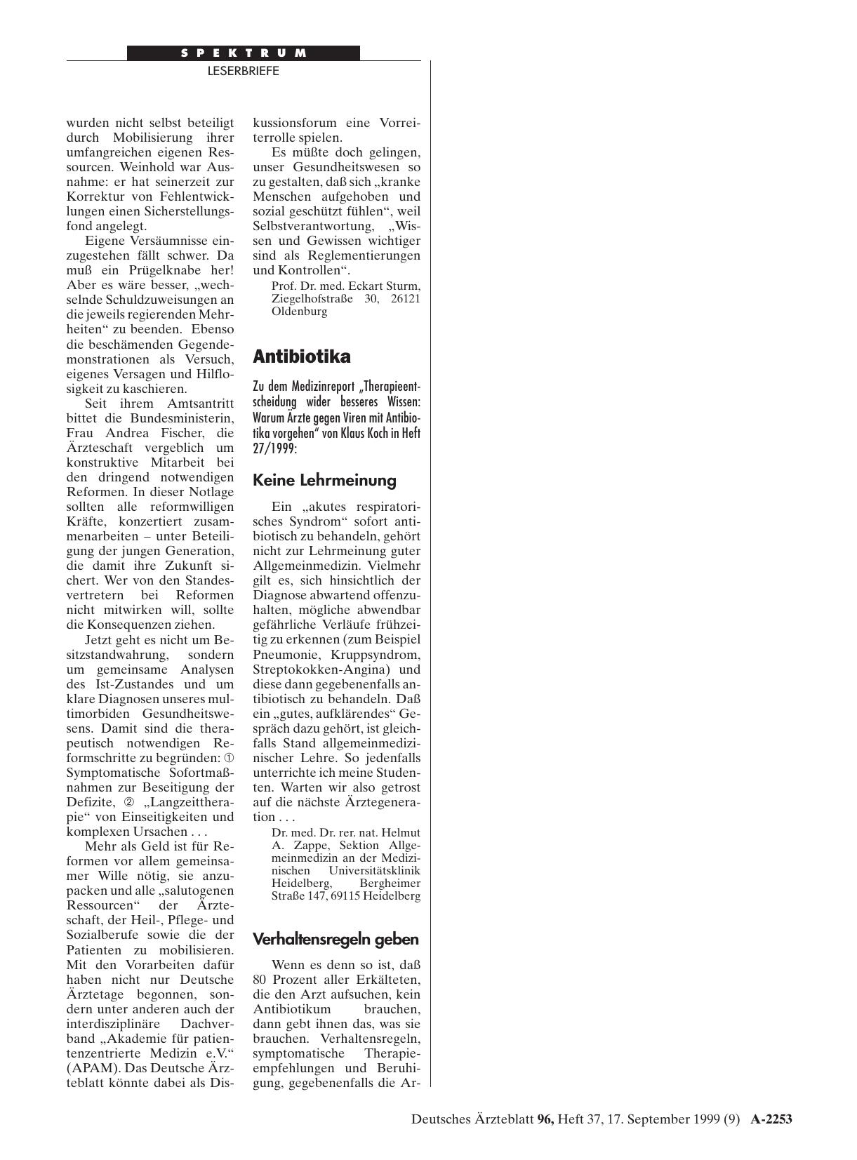 Vorschauseite 1: Antibiotika: Keine Lehrmeinung