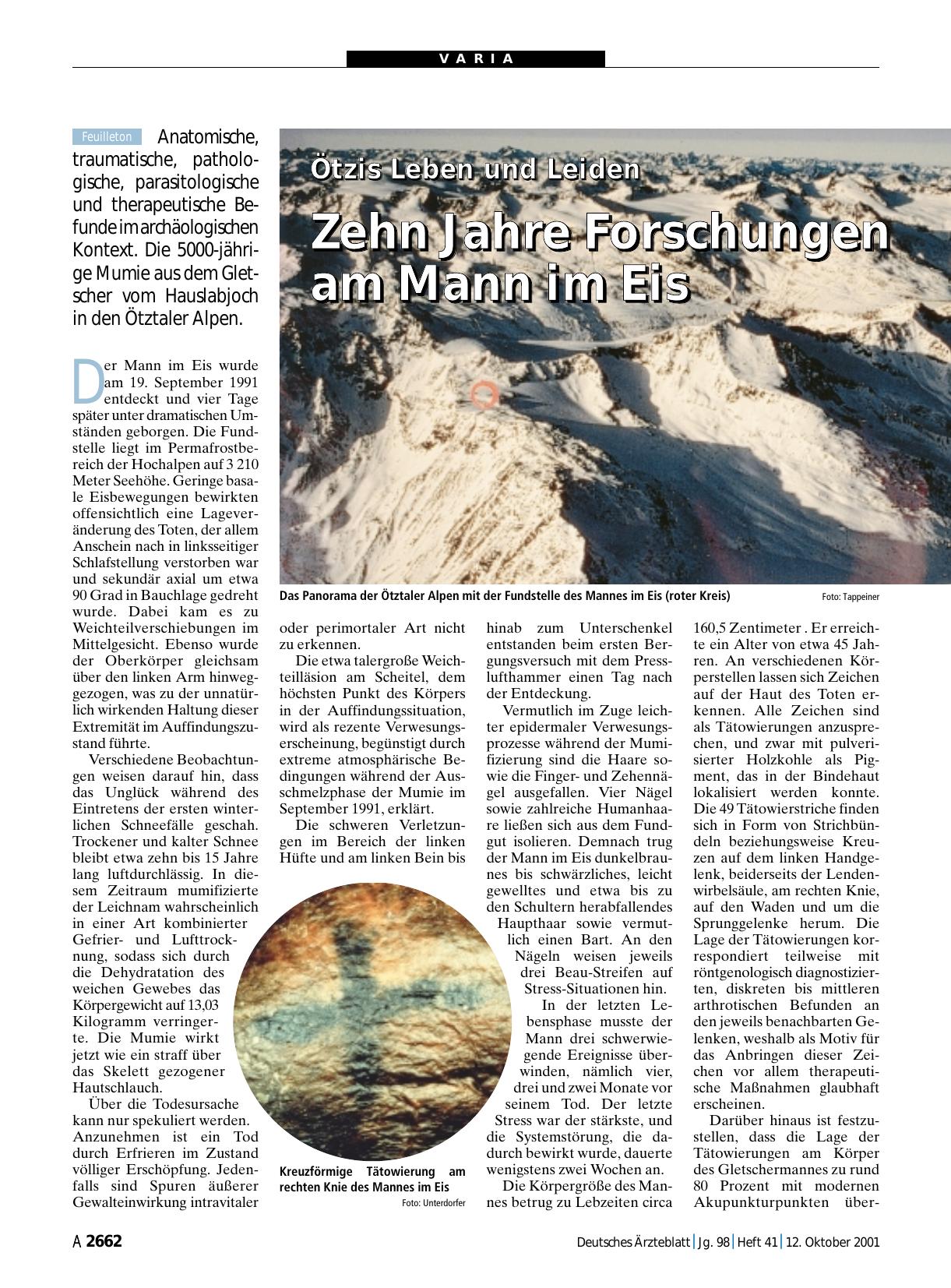 Vorschauseite 1: Ötzis Leben und Leiden Zehn Jahre Forschungen am Mann im Eis