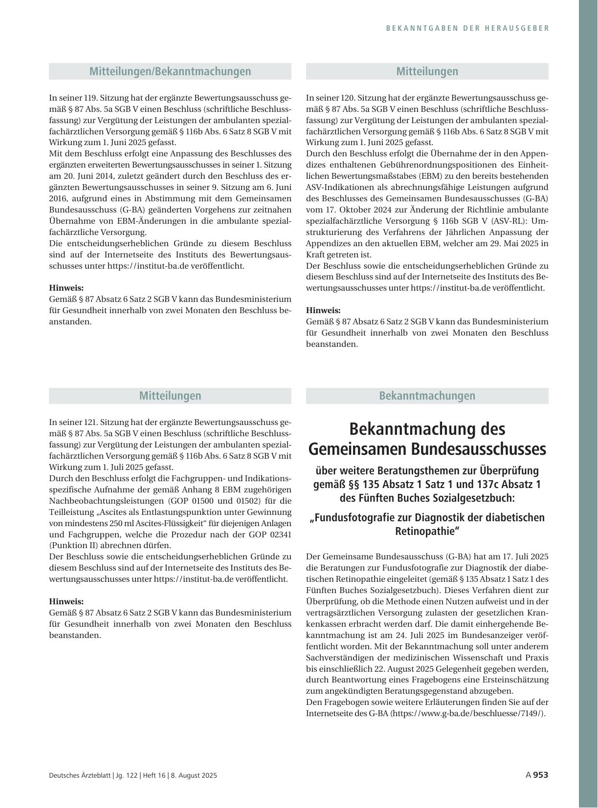 Vorschauseite 1: Mitteilungen