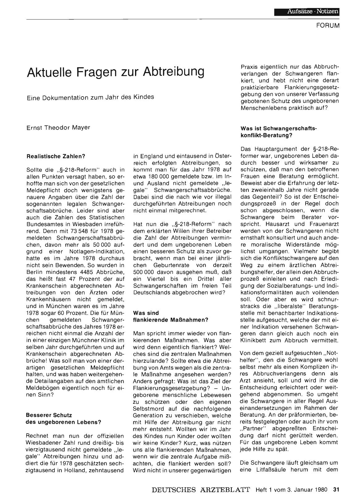 Vorschauseite 1: Aktuelle Fragen zur Abtreibung