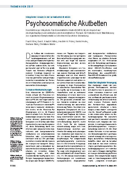 Vorschauseite 1: Integrierter Ansatz in der somatischen Medizin: Psychosomatische Akutbetten