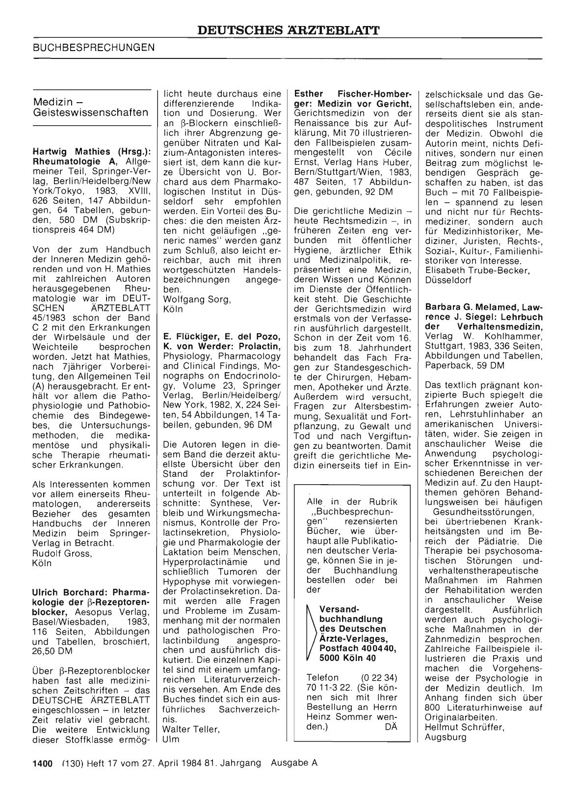 Vorschauseite 1: Medizin — Geisteswissenschaften