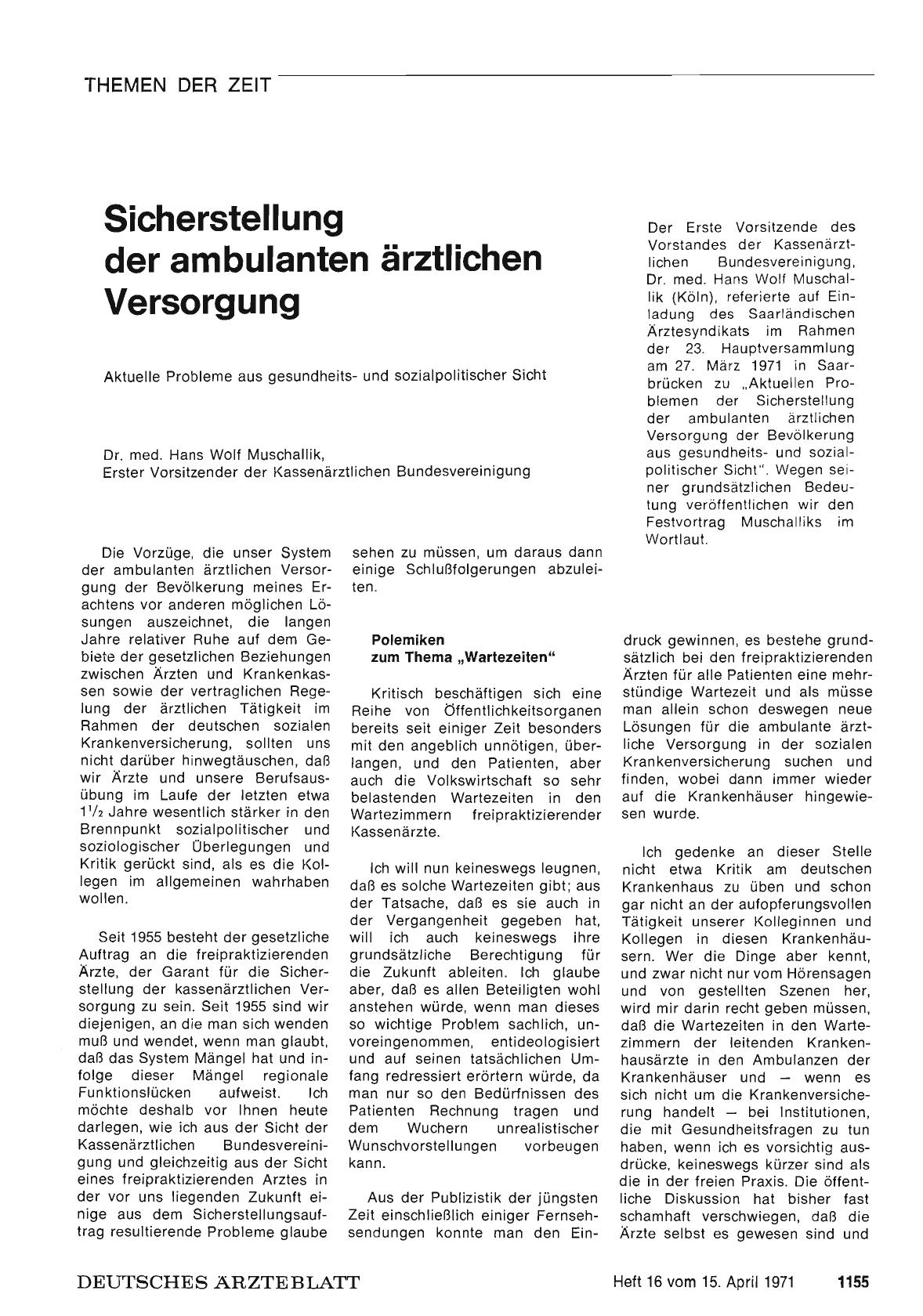 Vorschauseite 1: Sicherstellung der ambulanten ärztlichen Versorgung
