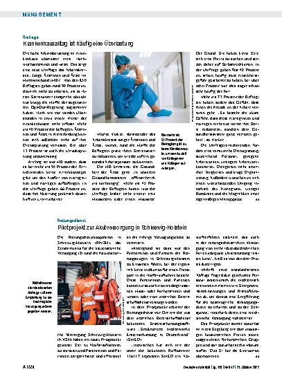 Vorschauseite 1: Umfrage: Krankenhausalltag ist häufig eine Überlastung