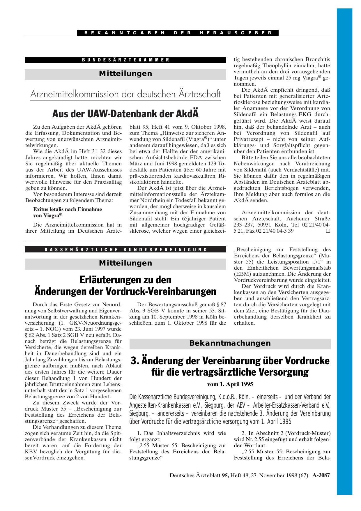 Vorschauseite 1: Erläuterungen zu den Änderungen der Vordruck-Vereinbarungen