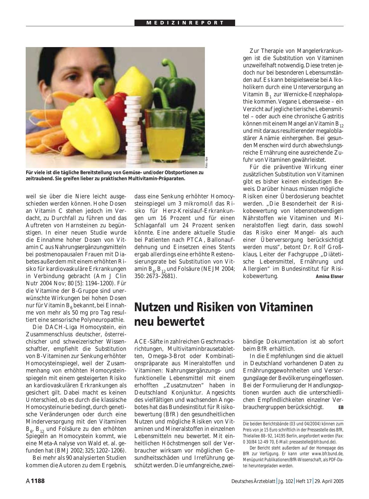 Vorschauseite 1: Nutzen und Risiken von Vitaminen neu bewertet