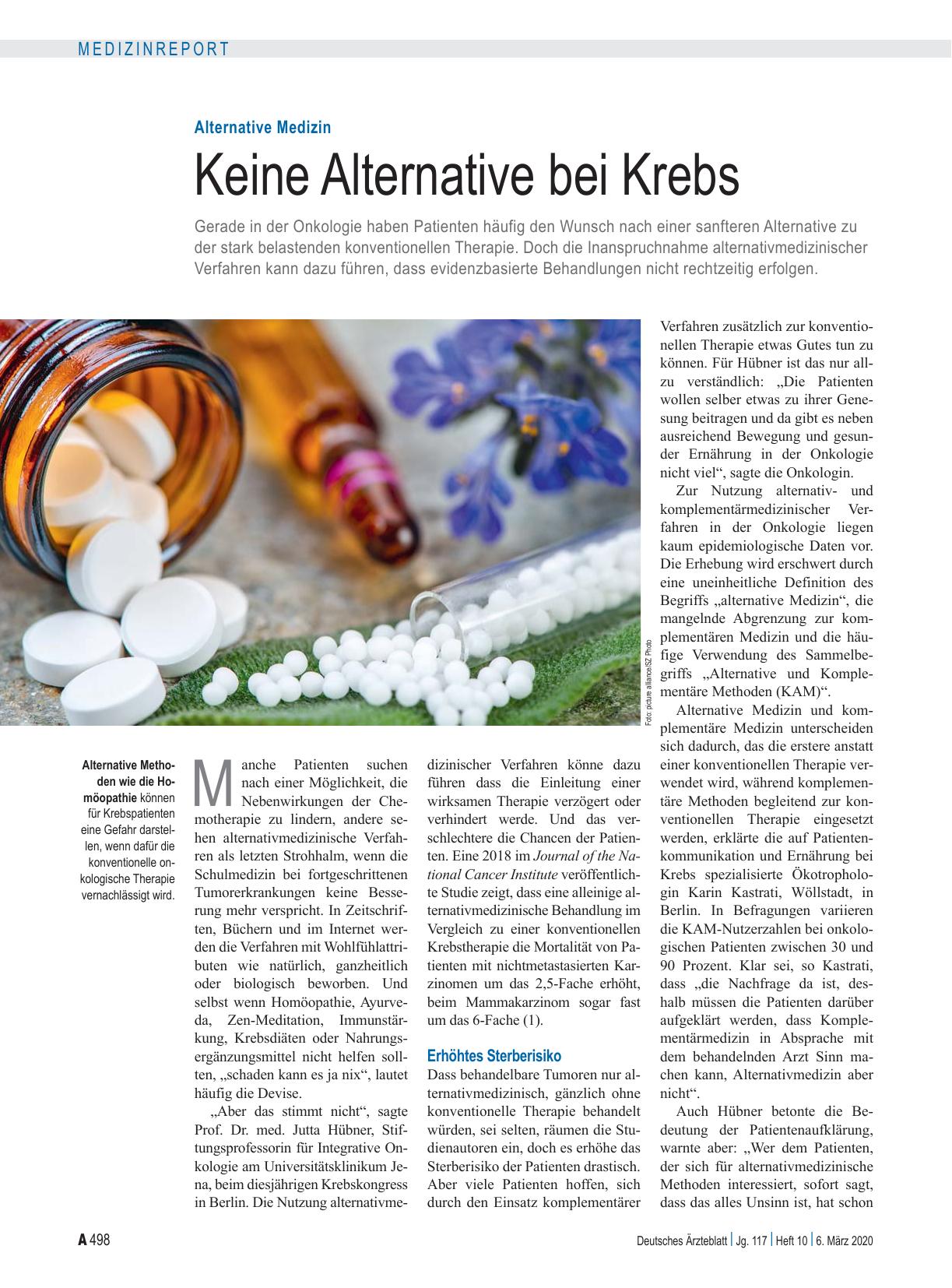 Vorschauseite 1: Alternative Medizin: Keine Alternative bei Krebs