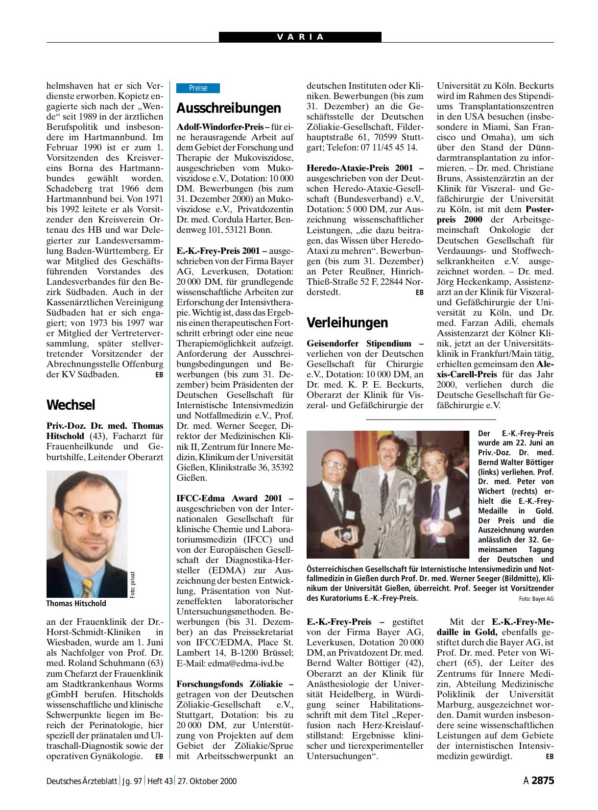 Vorschauseite 1: Ausschreibungen
