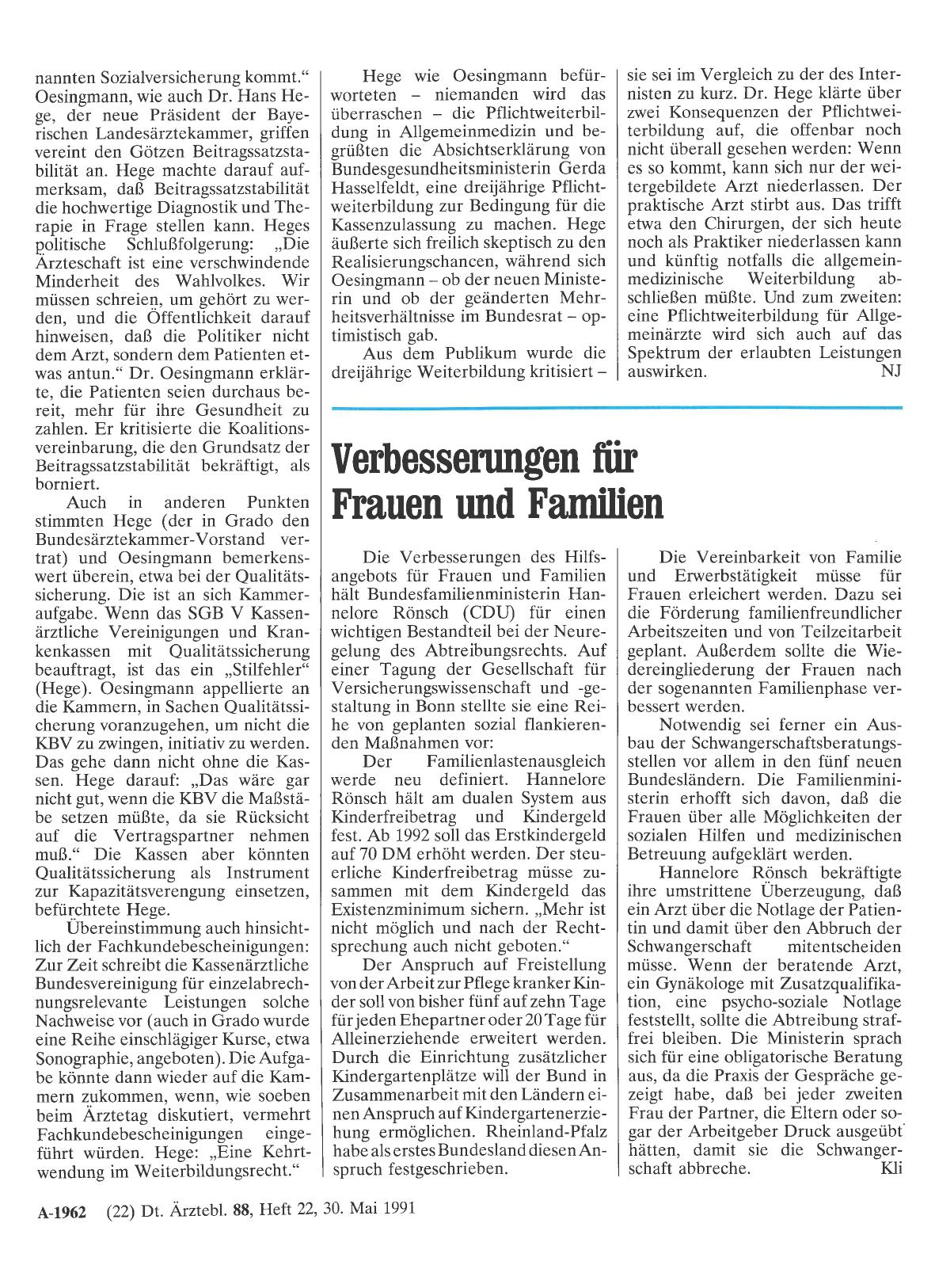 Vorschauseite 1: Verbesserungen für Frauen und Familien