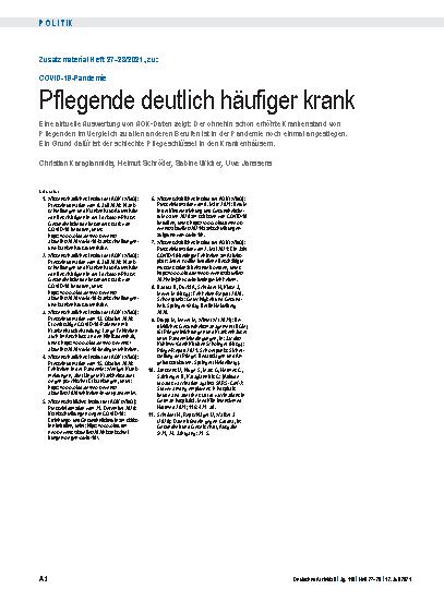 Vorschauseite 3: COVID-19-Pandemie: Pflegende deutlich häufiger krank