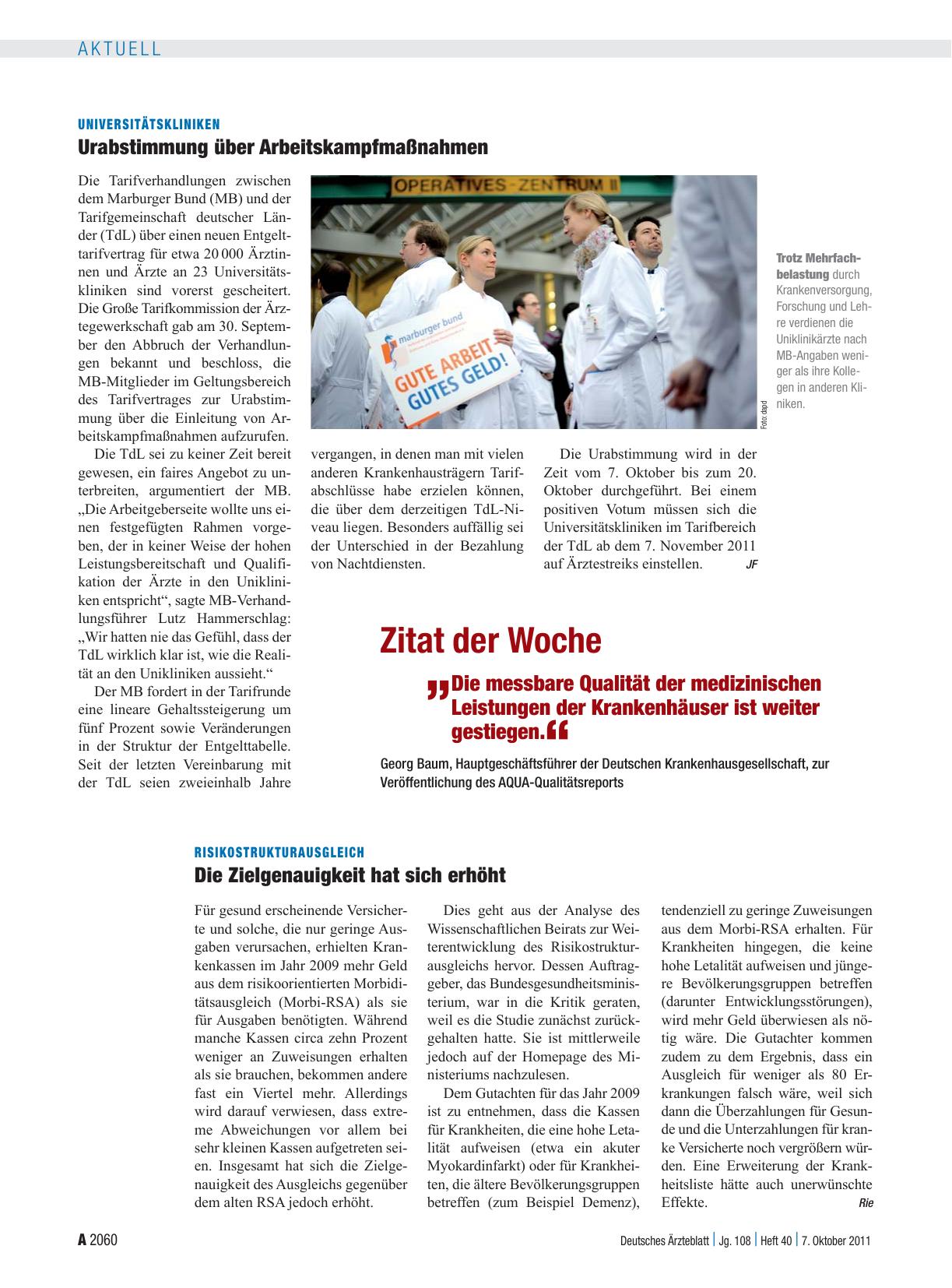 Vorschauseite 1: Universitätskliniken: Urabstimmung über Arbeitskampfmaßnahmen