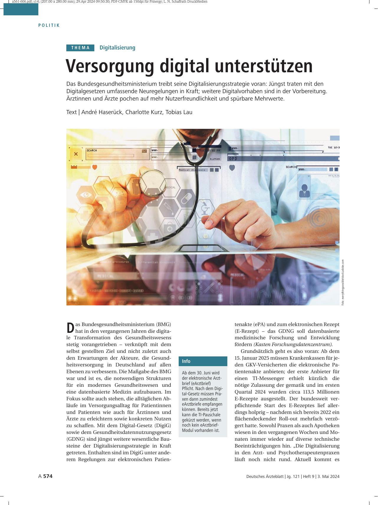 Vorschauseite 1: Digitalisierung: Versorgung digital unterstützen