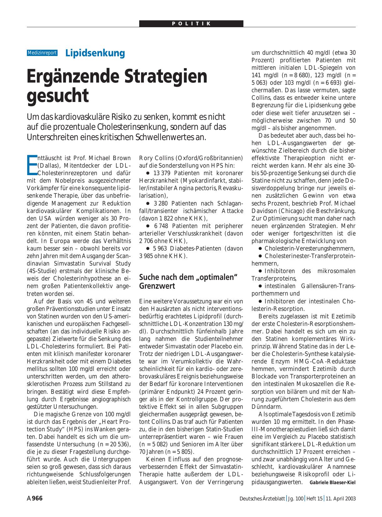 Vorschauseite 1: Lipidsenkung: Ergänzende Strategien gesucht