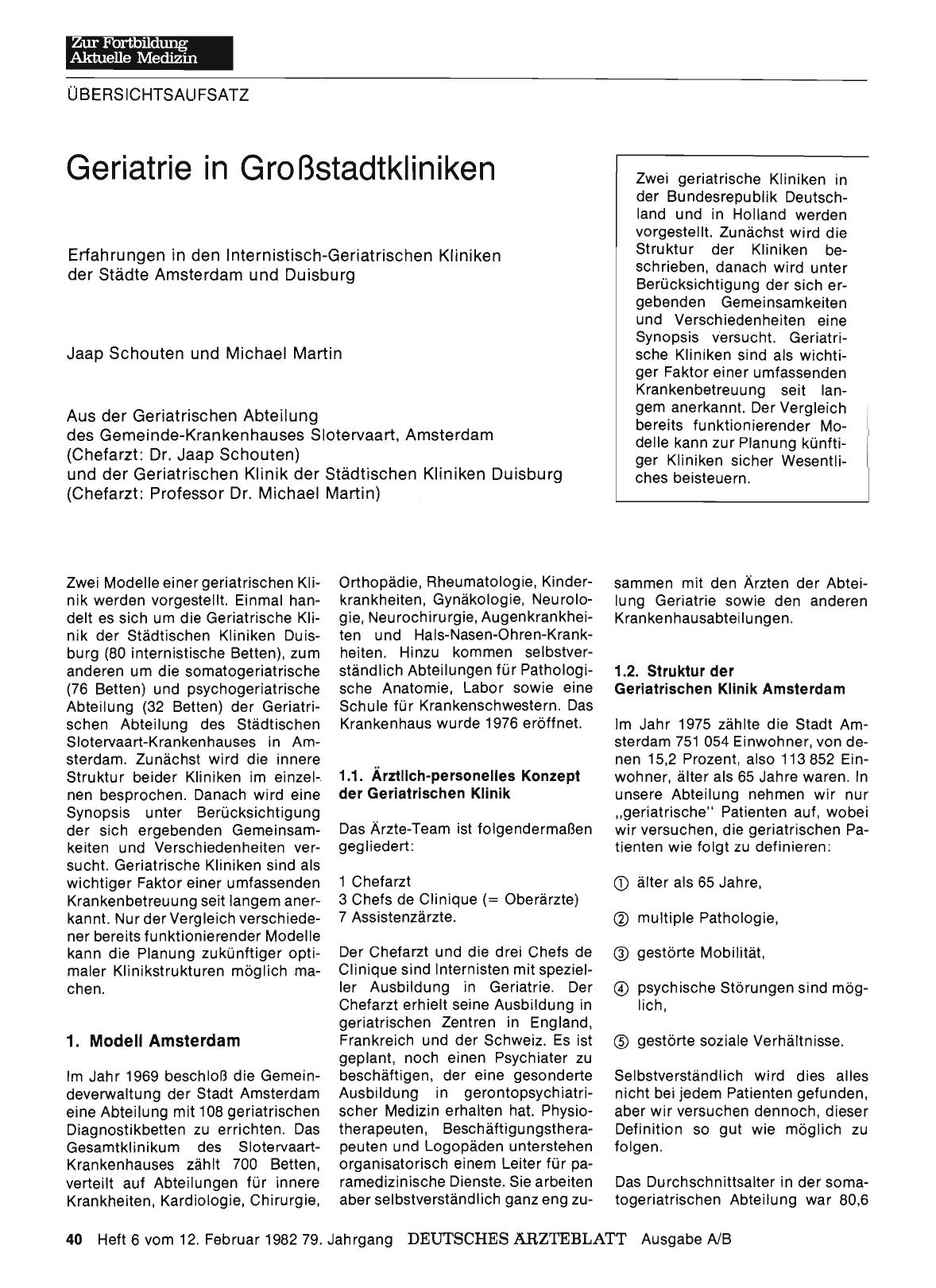 Vorschauseite 1: Geriatrie in Großstadtkliniken