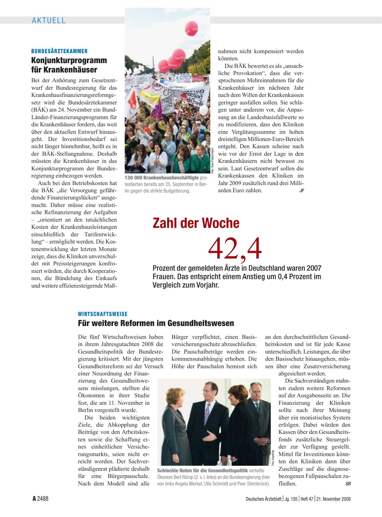 Vorschauseite 1: Wirtschaftsweise: Für weitere Reformen im Gesundheitswesen