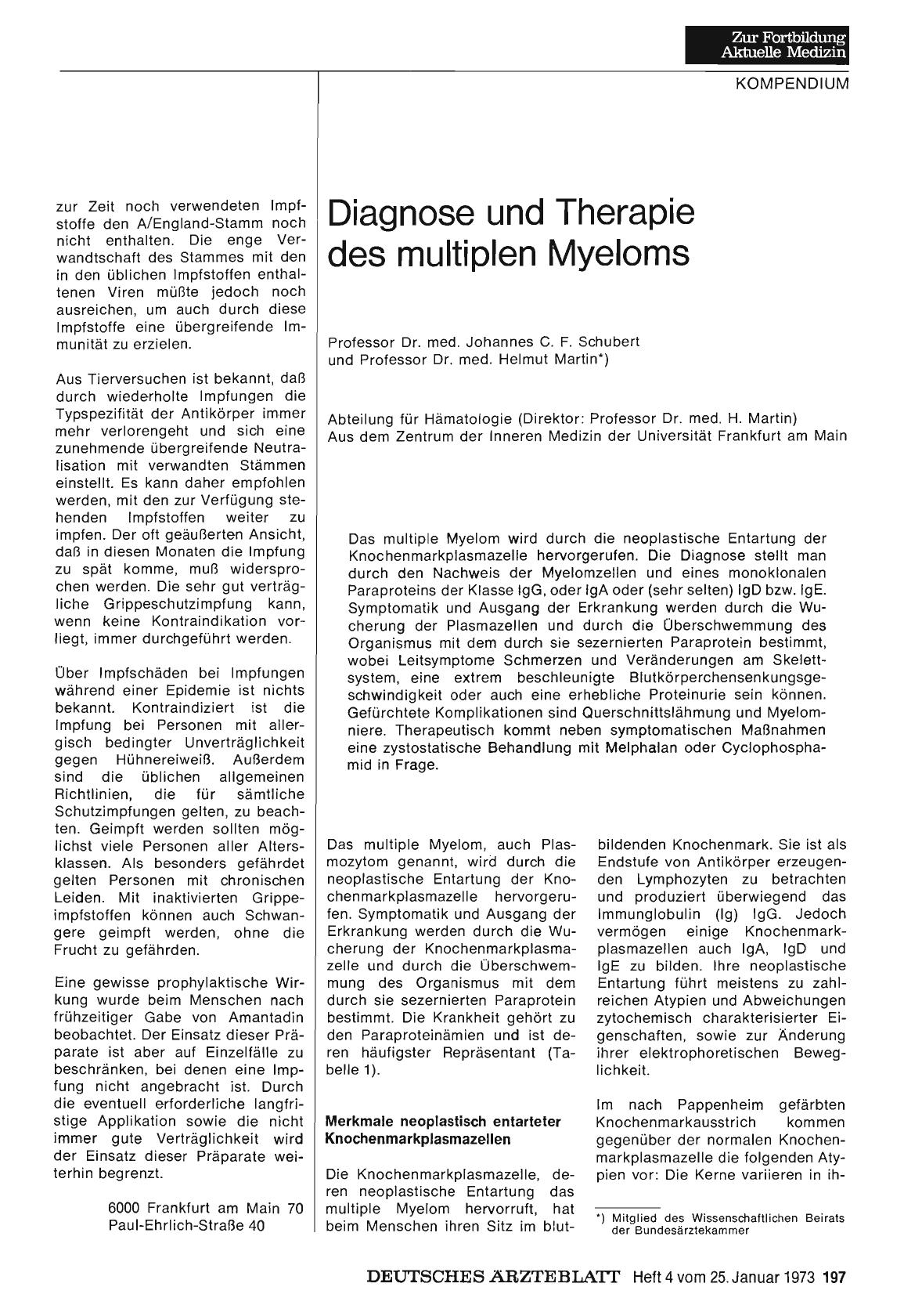 Vorschauseite 1: Diagnose und Therapie des multiplen Myeloms