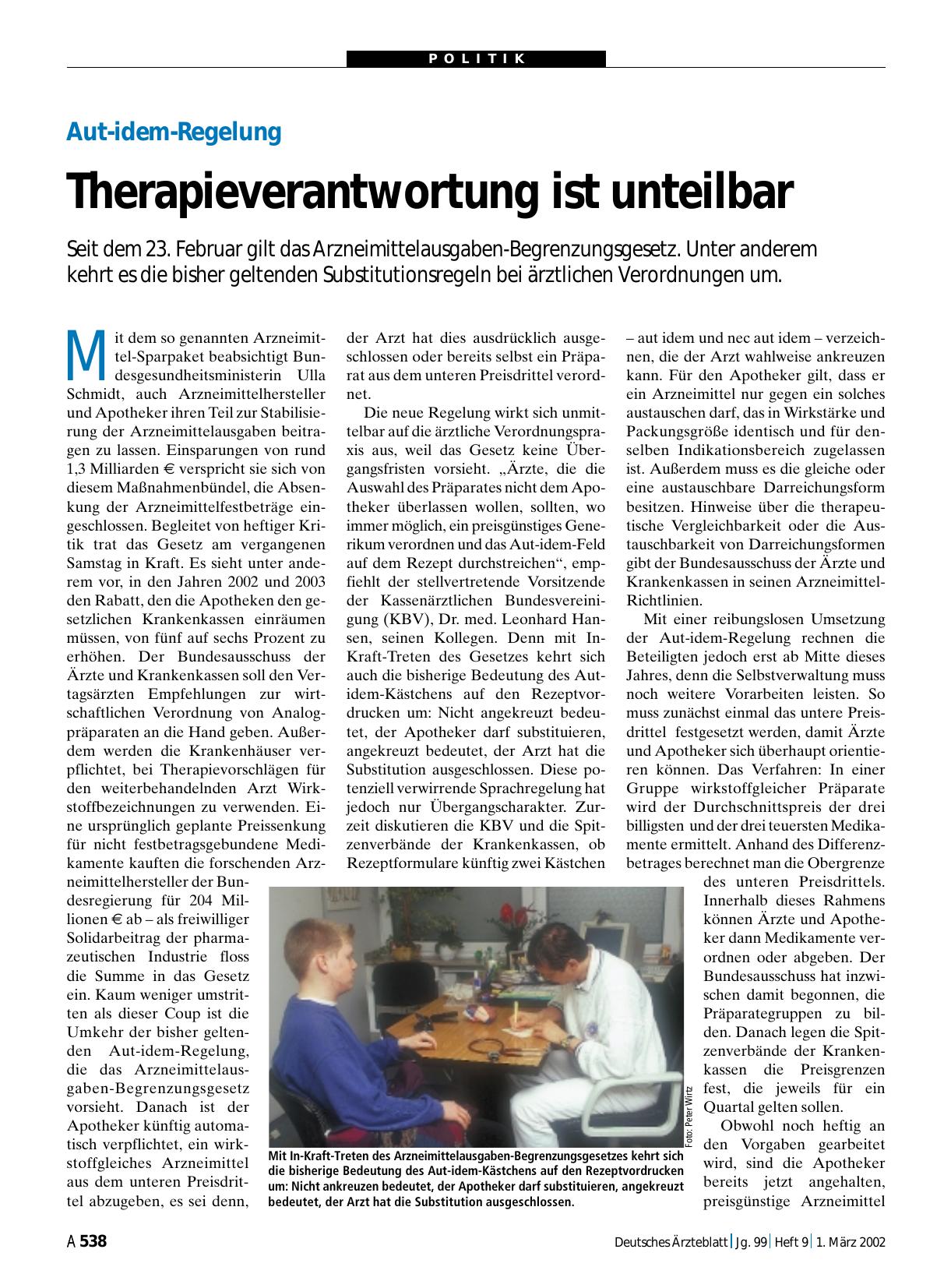 Vorschauseite 1: Aut-idem-Regelung: Therapieverantwortung ist unteilbar