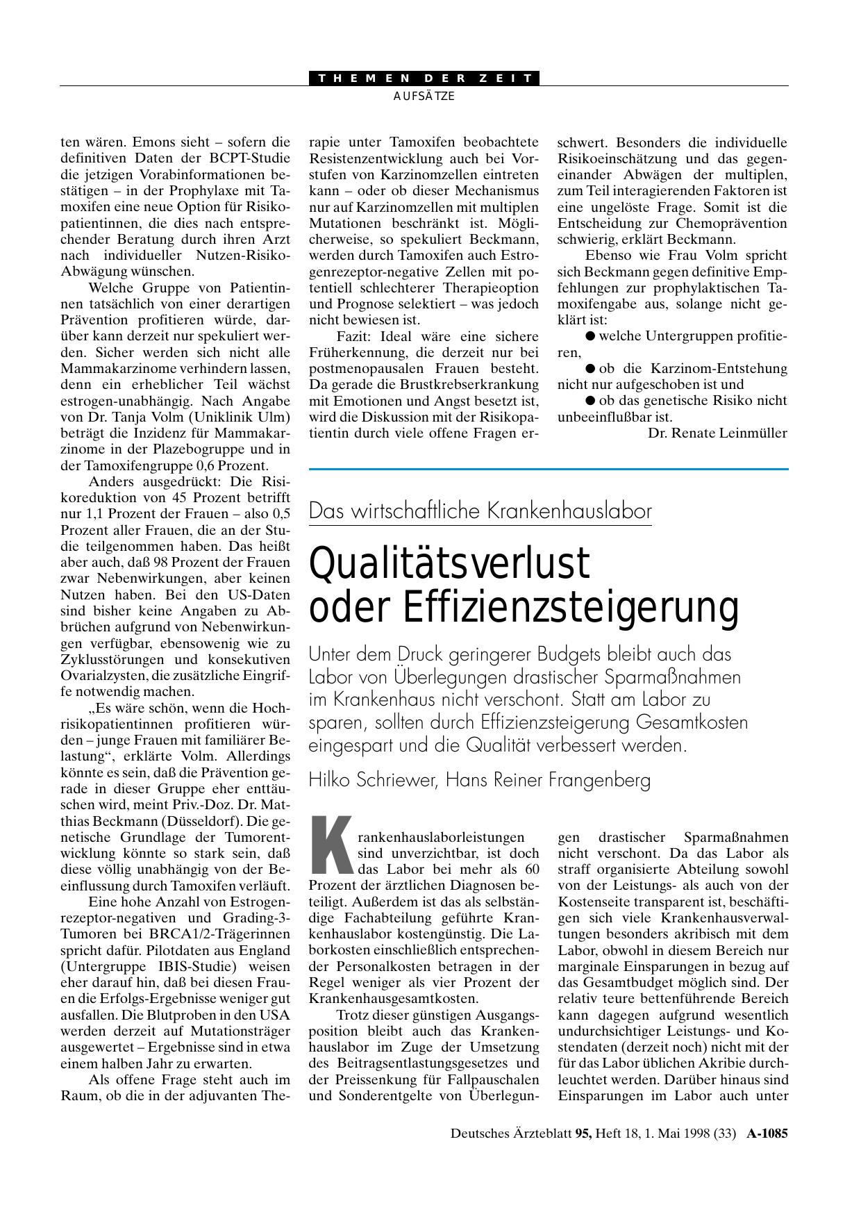 Vorschauseite 1: Das wirtschaftliche Krankenhauslabor: Qualitätsverlust oder Effizienzsteigerung