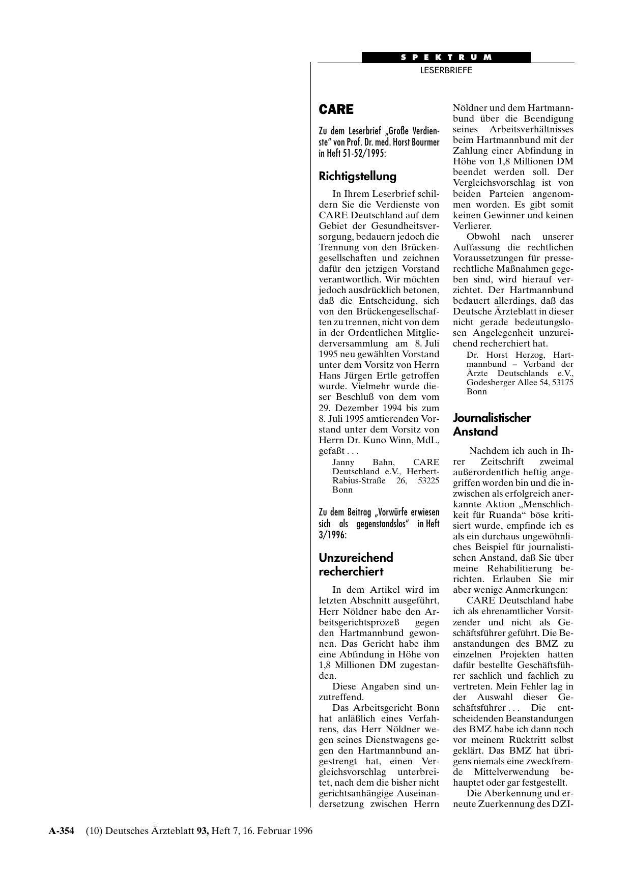 Vorschauseite 1: CARE: Journalistischer Anstand