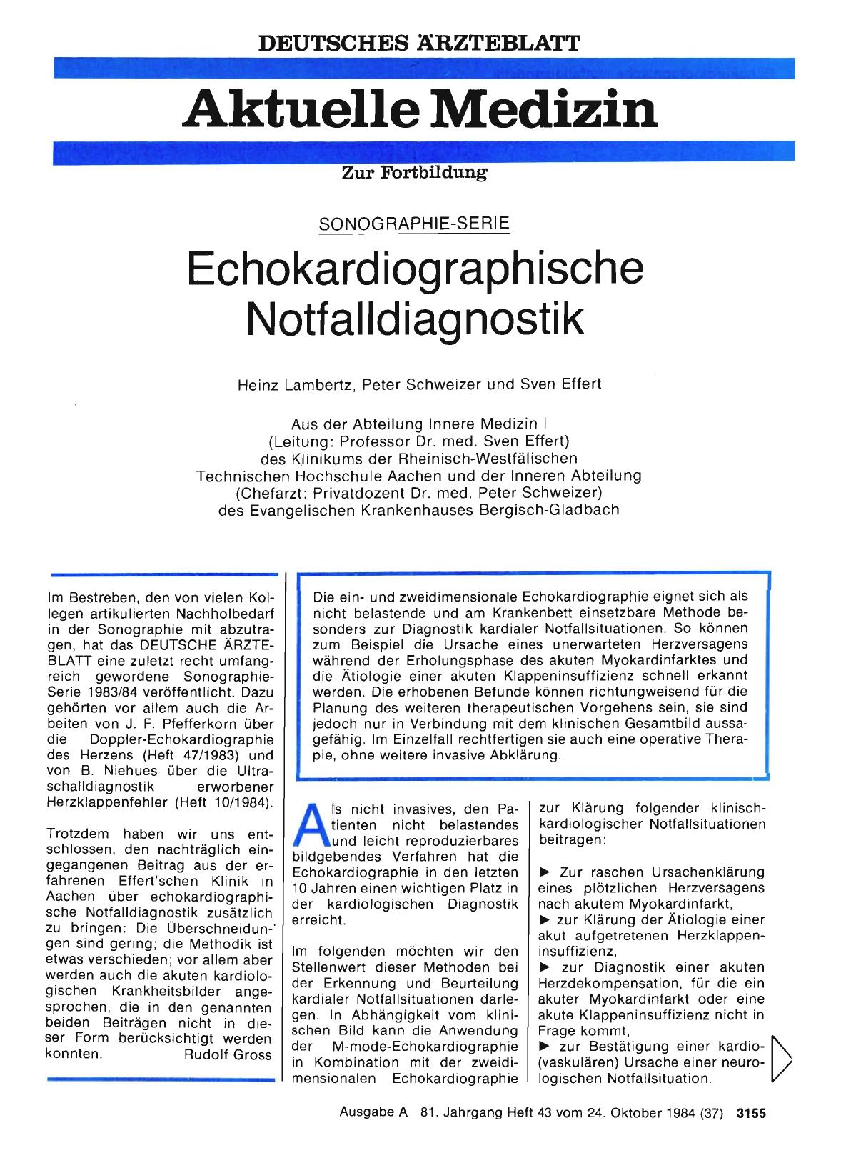 Vorschauseite 1: SONOGRAPHIE-SERIE: Echokardiographische Notfalldiagnostik
