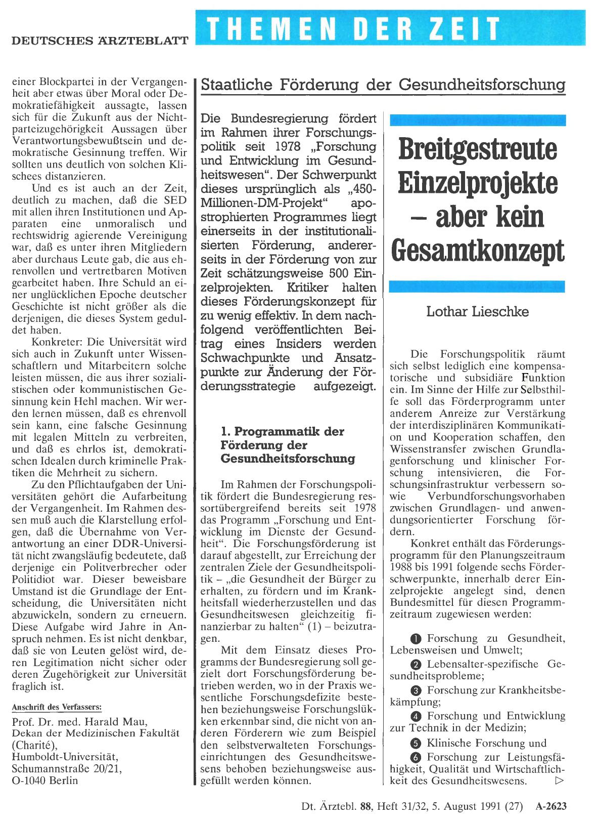 Vorschauseite 1: Staatliche Förderung der Gesundheitsforschung: Breitgestreute Einzelprojekte – aber kein Gesamtkonzept