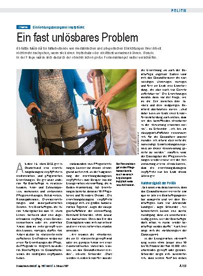 Vorschauseite 1: Einrichtungsbezogene Impfpflicht: Ein fast unlösbares Problem