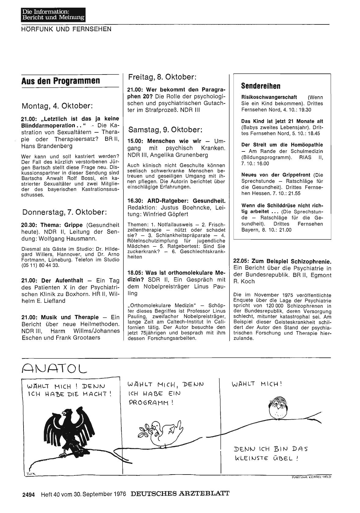 Vorschauseite 1: Aus den Programmen