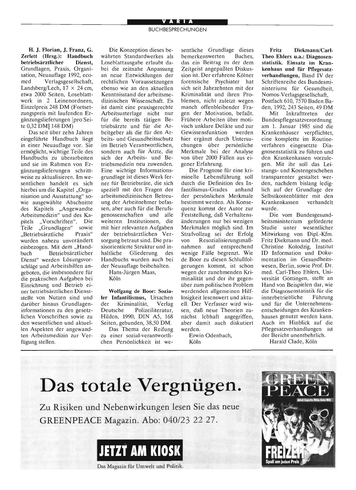 Vorschauseite 1: H. J. Florian, J. Franz, G. Zerlett (Hrsg. ): Handbuch betriebsärztlicher Dienst