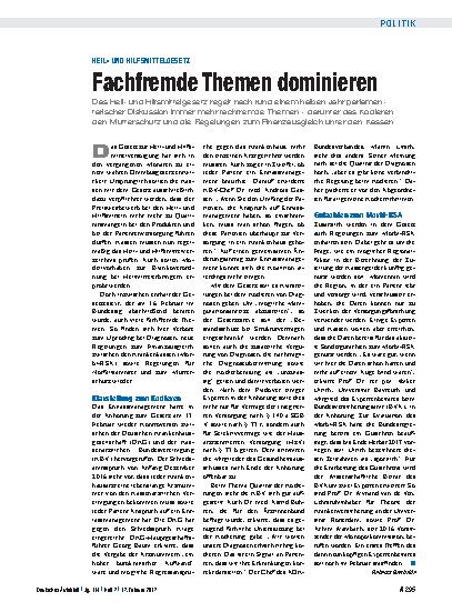 Vorschauseite 1: Heilund Hilfsmittelgesetz: Fachfremde Themen dominieren
