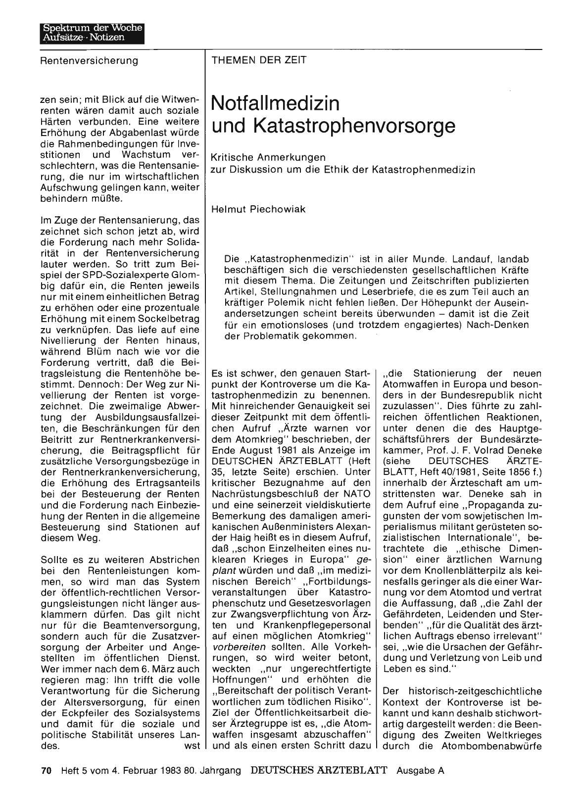 Vorschauseite 1: Notfallmedizin und Katastrophenvorsorge