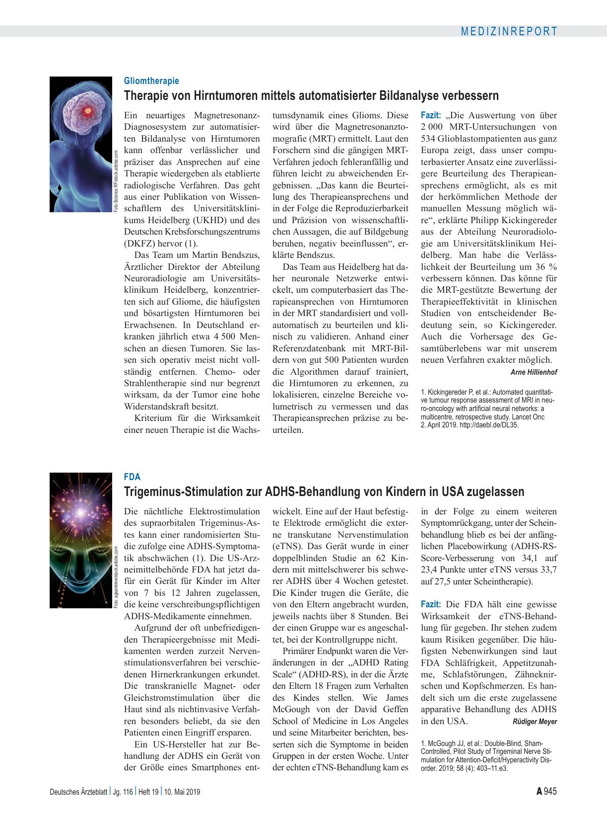 Vorschauseite 1: FDA: Trigeminus-Stimulation zur ADHS-Behandlung von Kindern in USA zugelassen