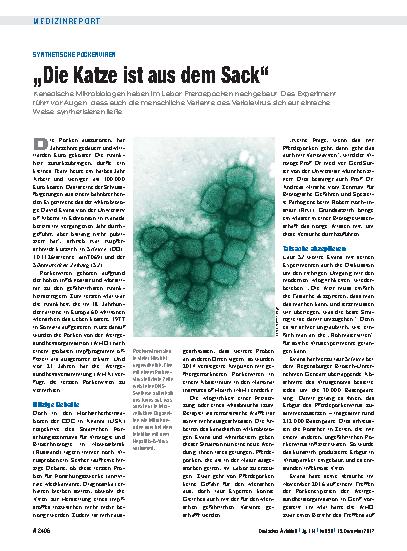 Vorschauseite 1: Synthetische Pockenviren: „Die Katze ist aus dem Sack“