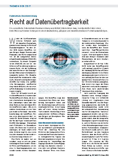 Vorschauseite 1: Datenschutz-Grundverordnung: Recht auf Datenübertragbarkeit