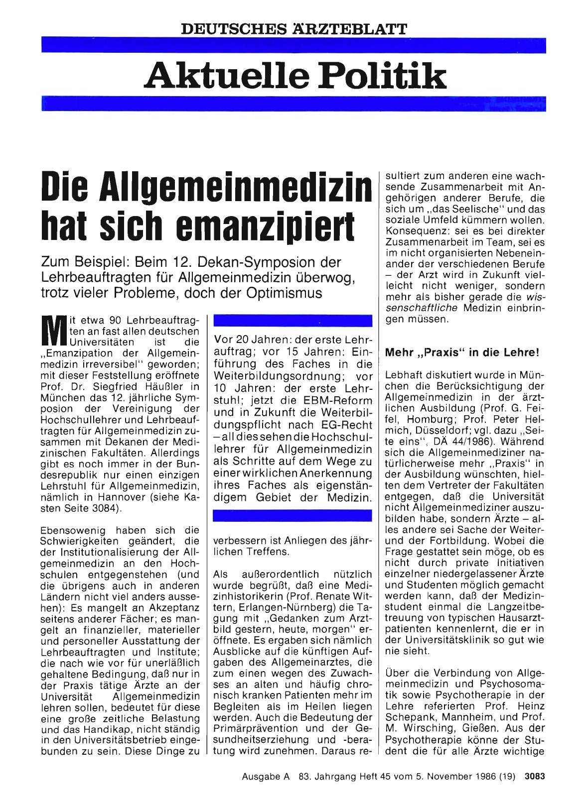 Vorschauseite 1: Die Allgemeinmedizin hat sich emanzipiert