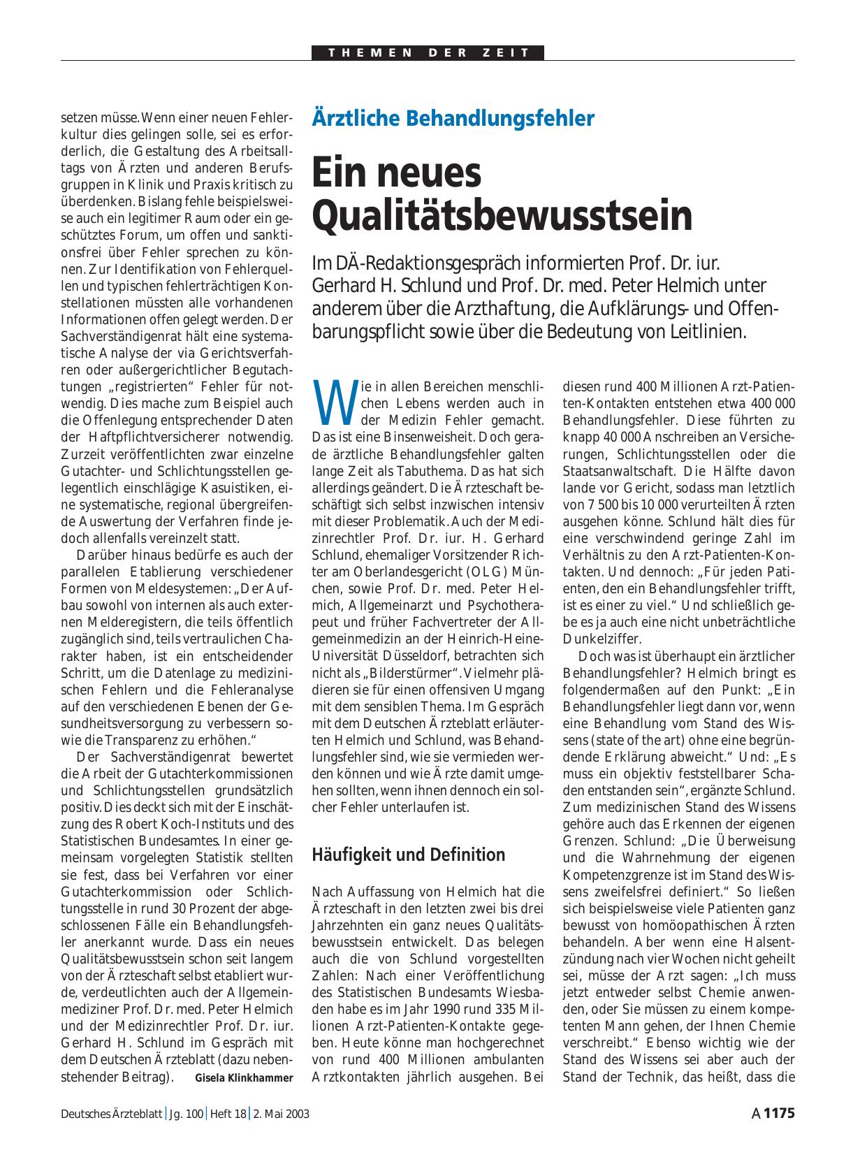 Vorschauseite 1: Ärztliche Behandlungsfehler: Ein neues Qualitätsbewusstsein