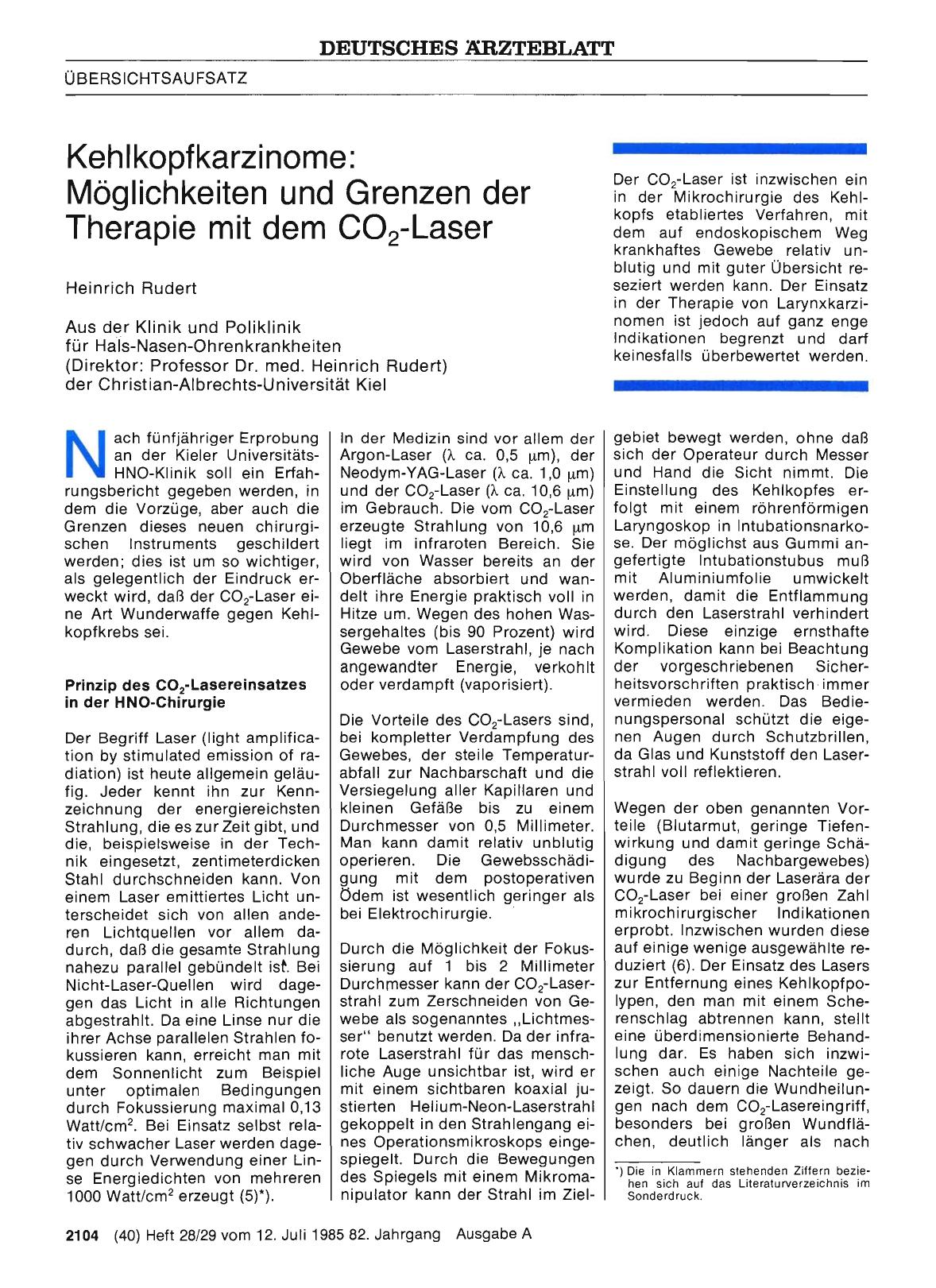 Vorschauseite 1: Kehlkopfkarzinome: Möglichkeiten und Grenzen der Therapie mit dem CO2-Laser
