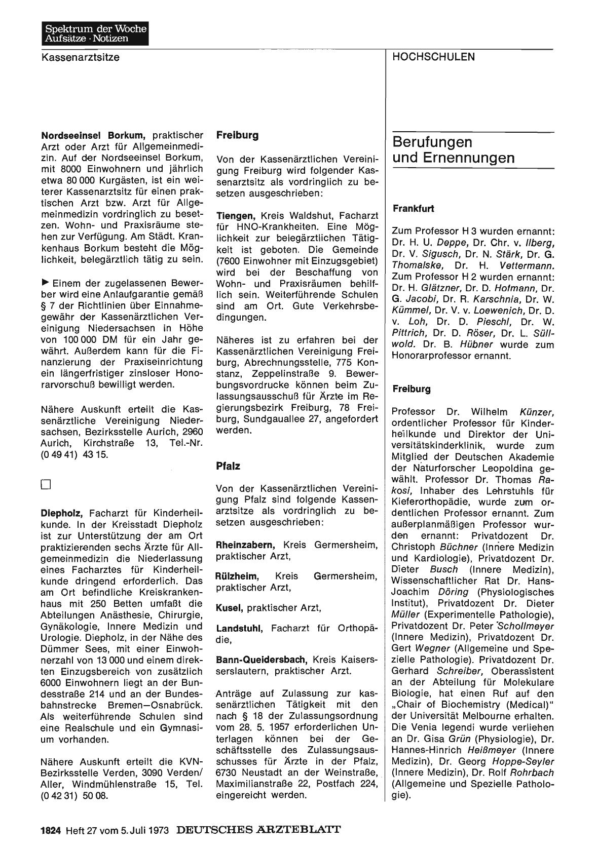 Vorschauseite 1: Berufungen und Ernennungen
