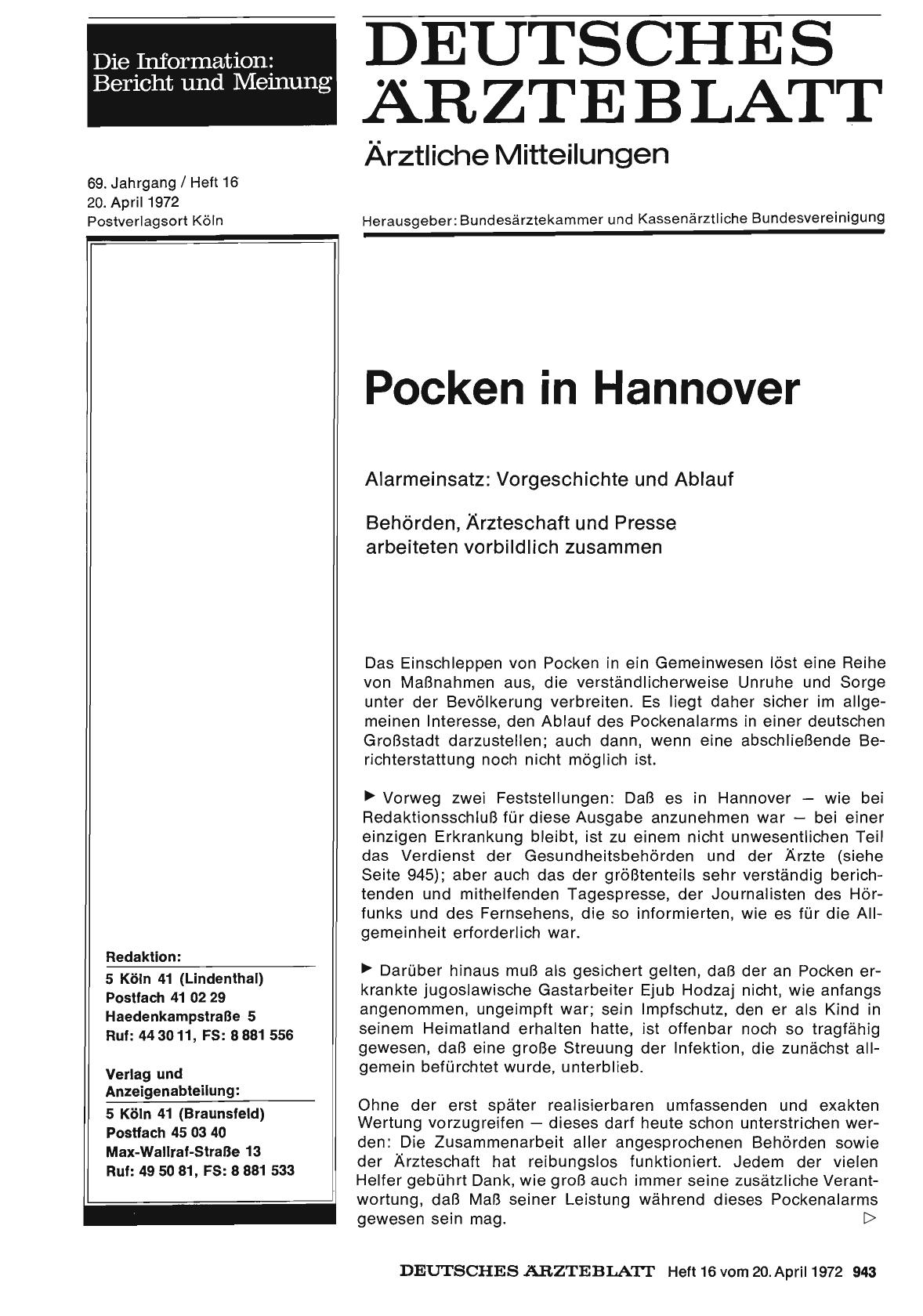 Vorschauseite 1: Pocken in Hannover