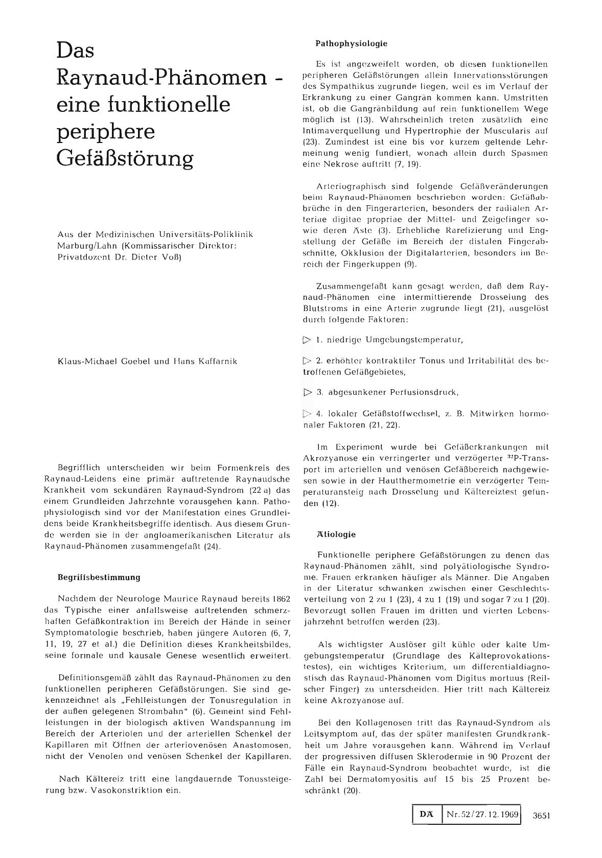 Vorschauseite 1: Das Raynaud-Phänomen - eine funktionelle periphere Gefäßstörung