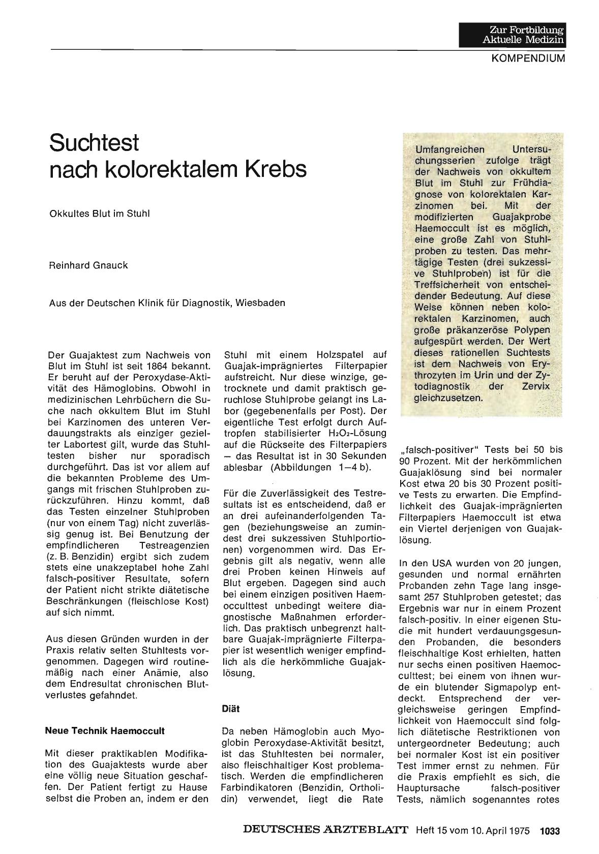 Vorschauseite 1: Suchtest nach kolorektalem Krebs