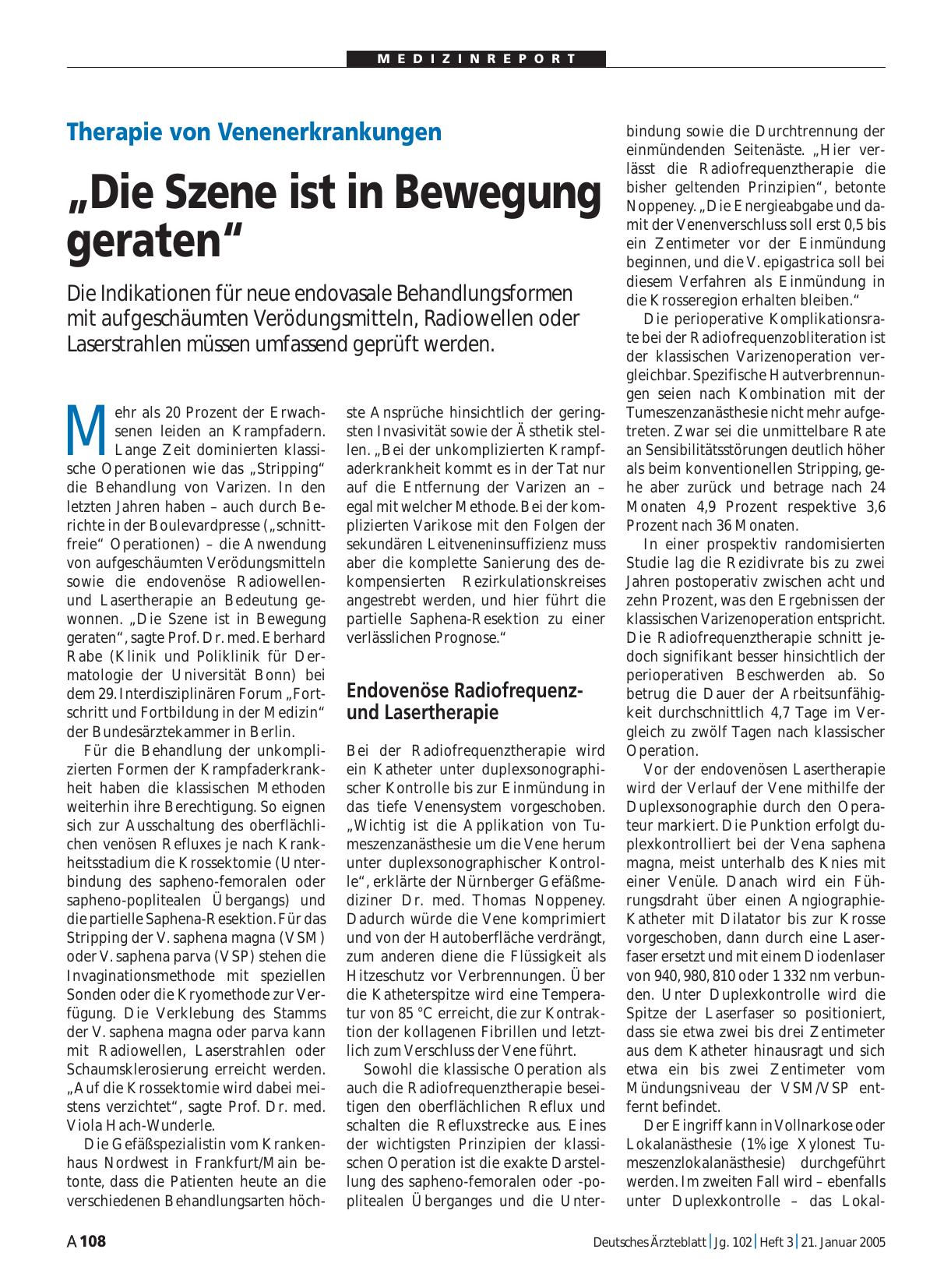 Vorschauseite 1: Therapie von Venenerkrankungen: „Die Szene ist in Bewegung geraten“