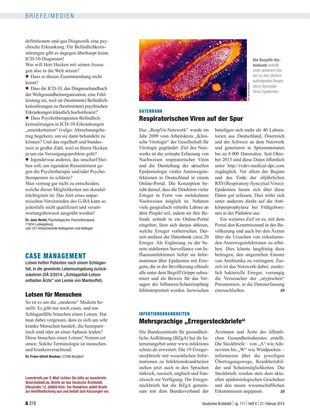 Vorschauseite 1: Datenbank: Respiratorischen Viren auf der Spur