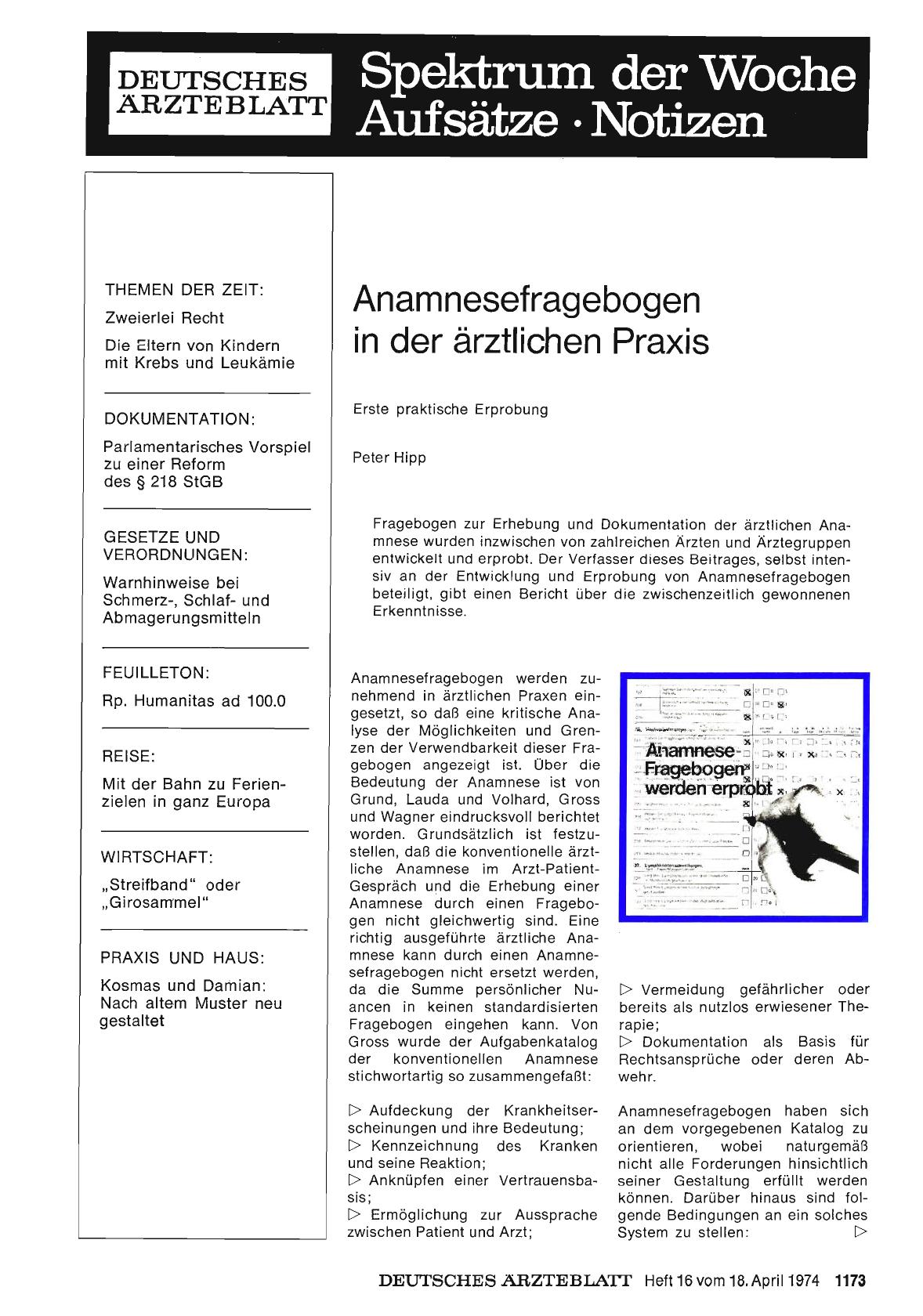 Vorschauseite 1: Anamnesefragebogen in der ärztlichen Praxis