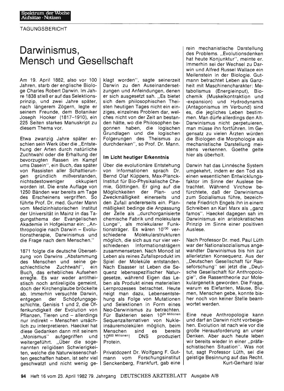 Vorschauseite 1: Darwinismus, Mensch und Gesellschaft