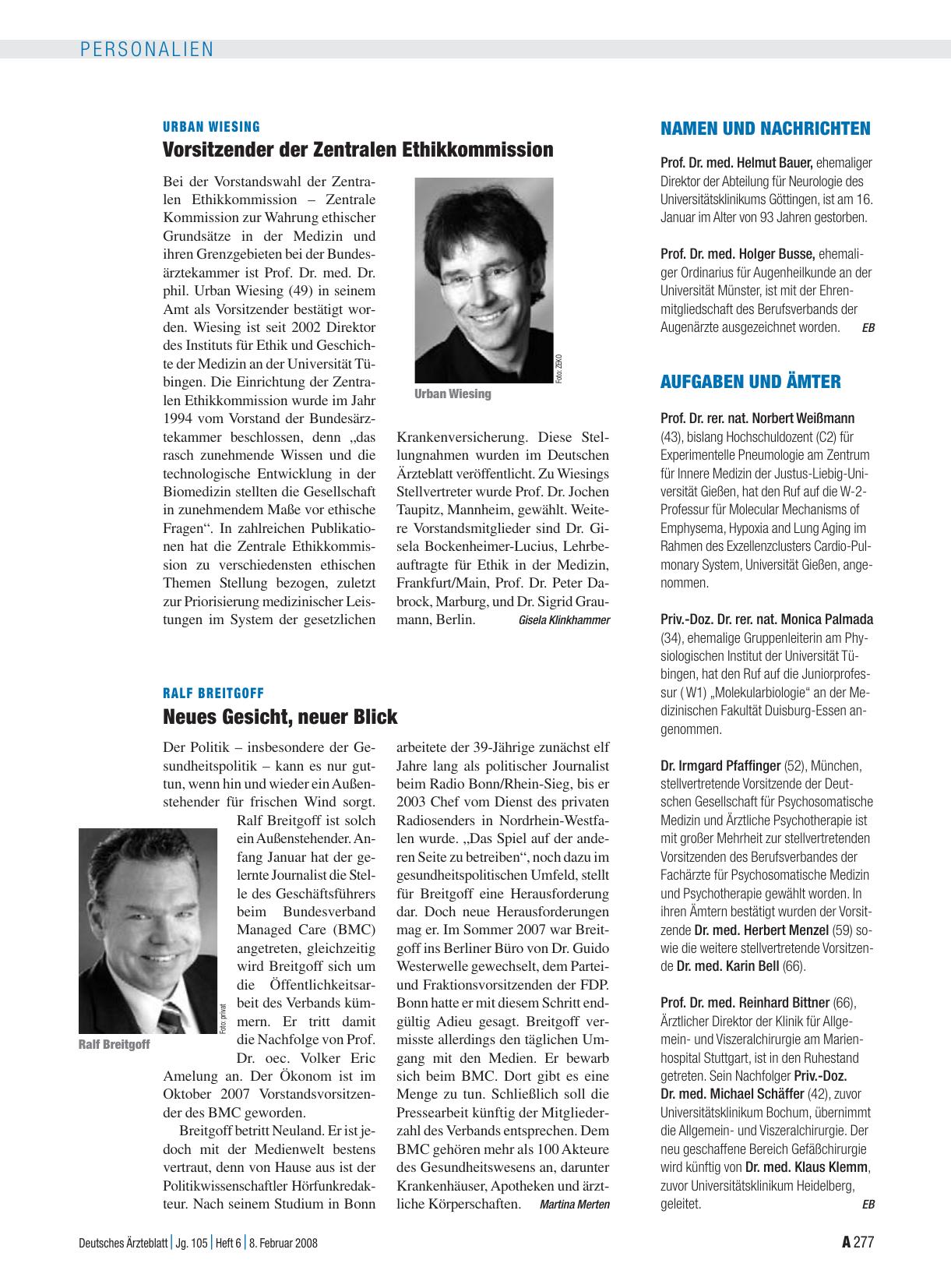 Vorschauseite 1: Namen und Nachrichten