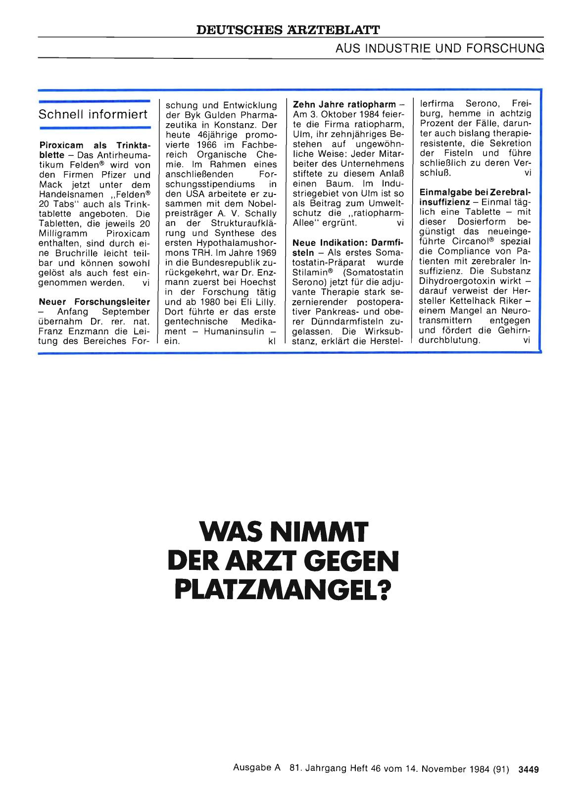 Vorschauseite 1: Schnell informiert: Neue Indikation: Darmfistein